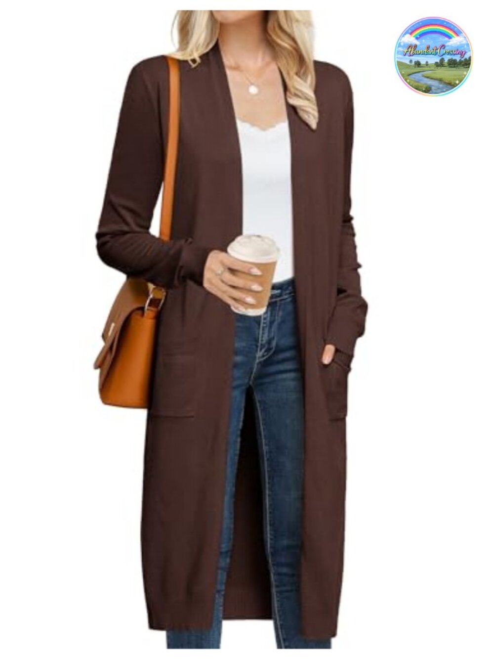Women's Lightweight Long Open Front Cardigan Sweater Maxi Duster with Pockets